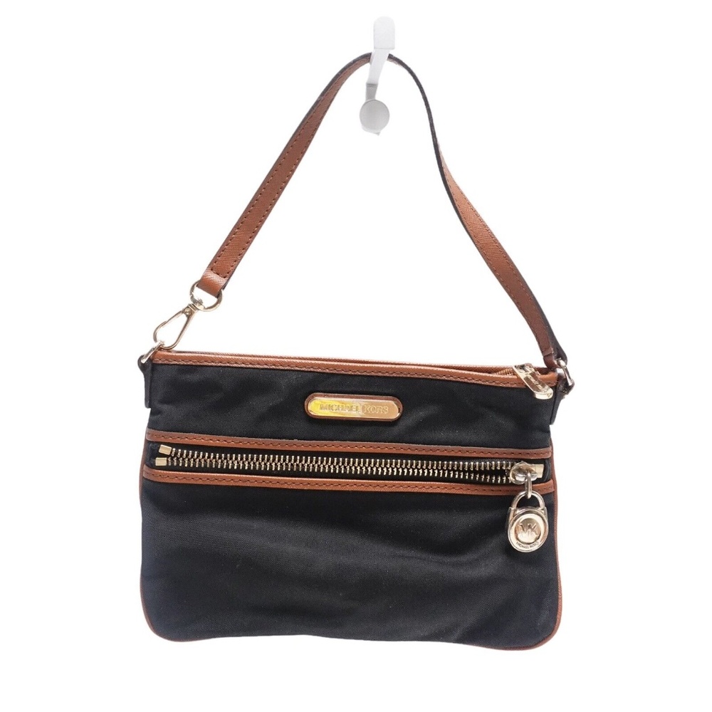 Michael Kors Wristlet Mini Handbag Black With Brown Trim